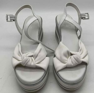 Nero Giardini NeroGiardini White Gray Leather Open Toe platform Wedge Sa…